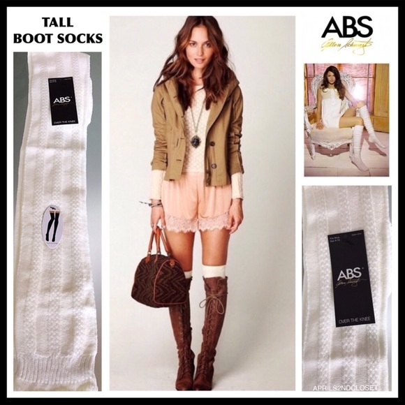 ABS Allen Schwartz Accessories - ABS OVER THE KNEE TALL IVORY BOOT SOCKS